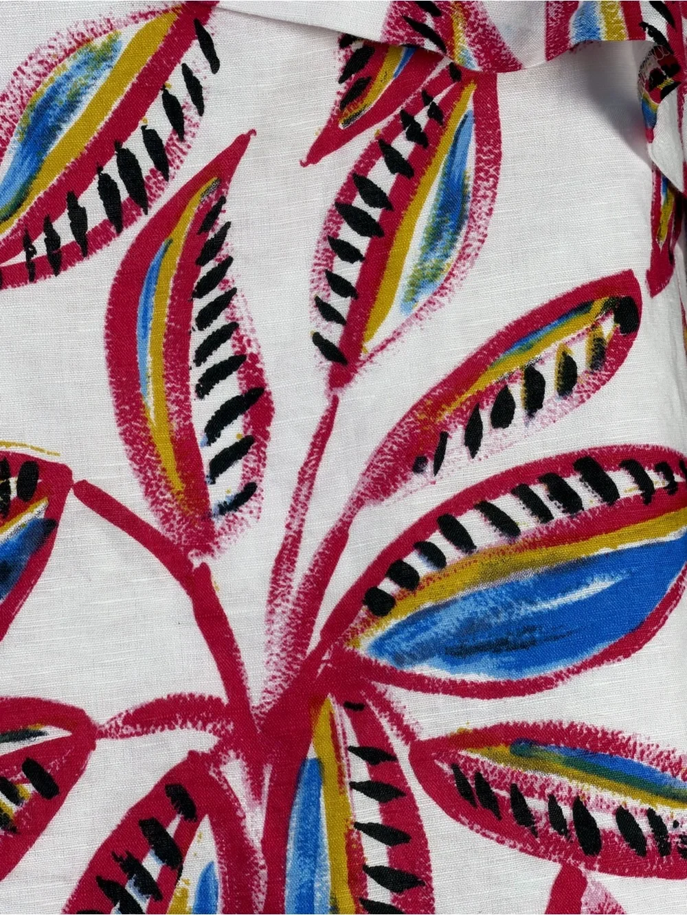 J. Crew One-Shoulder Tropical Leaf Print Dress Pink & Blue | Linen Cotton Blend